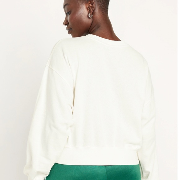 NWT OLD NAVY Drop-Shoulder Cropped Sweatshirt Color: Sea Salt  SIZE X-LARGE - Picture 6 of 9
